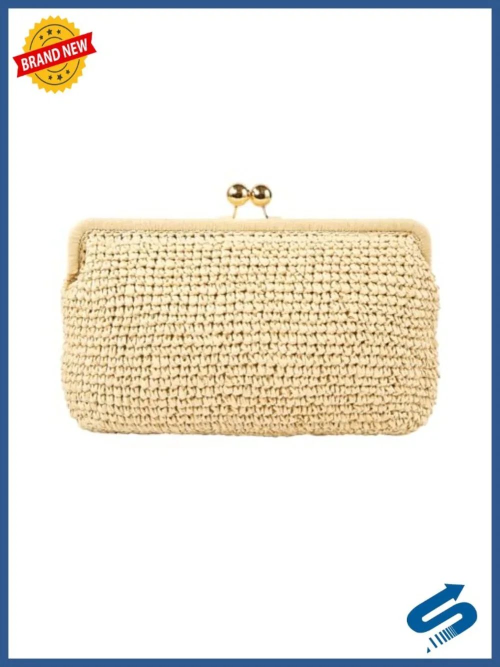 Woven Textured Crossbody Purse with Detachable Gold Chain Kiss-Lock Clutch